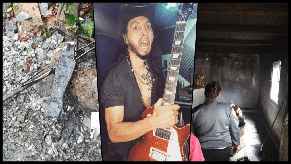 Perdió todo el estudio de grabación. Pedido de ayuda rockero collage 1