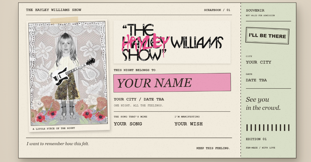 Un fan creó un ticket de fantasía para The Hayley Williams Show 1 image